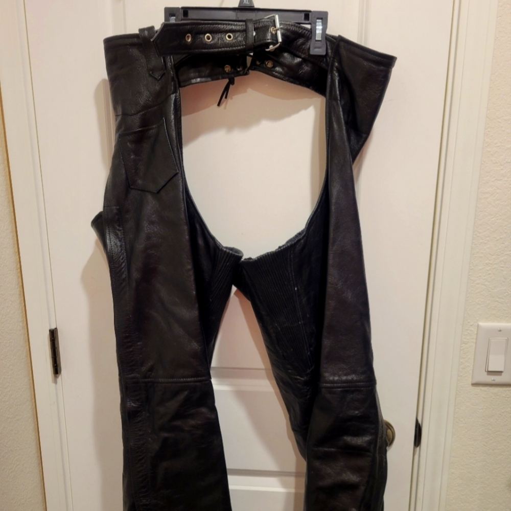 Black leather women's plus size chaps